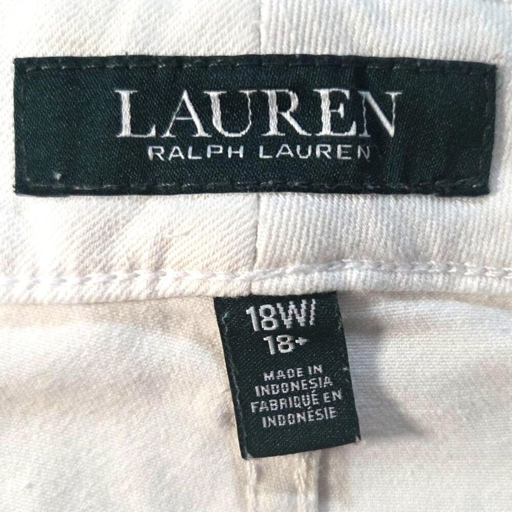 Lauren Ralph Lauren White Mid Rise Straight Leg Jeans Women's Plus Size 18W - Picture 6 of 7